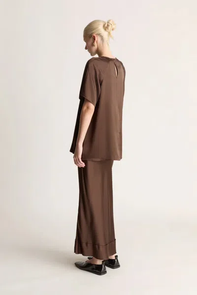 Lee Mathews Stella Silk Satin Raglan Tee In Multi