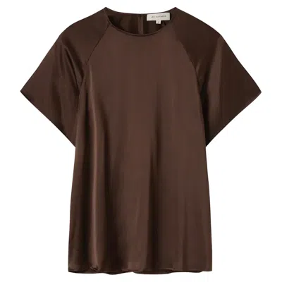 Lee Mathews Stella Silk Satin Raglan Tee In Multi