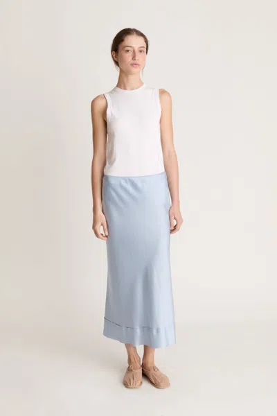 Lee Mathews Stella Silk Satin Skirt In Blue
