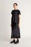 Lee Mathews Stella Silk Satin Skirt In Midnight