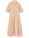 Lee Mathews Gestreiftes Kleid In Orange