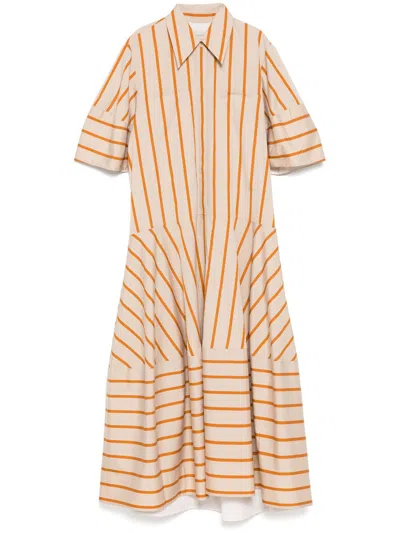 Lee Mathews Gestreiftes Kleid In Orange