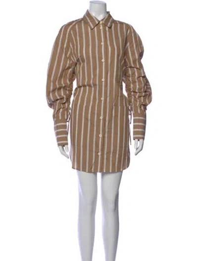Pre-owned Lee Mathews Striped Knee-length Dress In Neutral