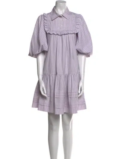 Pre-owned Lee Mathews Striped Knee-length Dress In Pink
