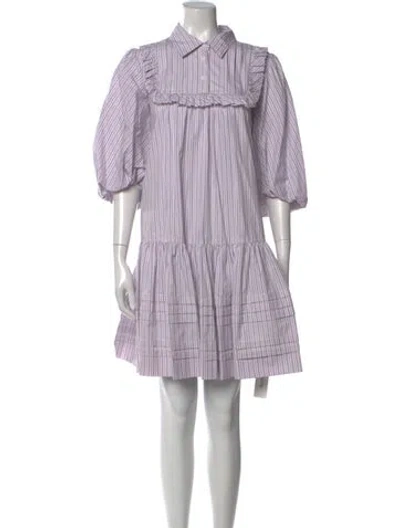 Pre-owned Lee Mathews Striped Knee-length Dress In Purple