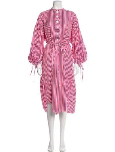 Pre-owned Lee Mathews Striped Long Dress In Multi