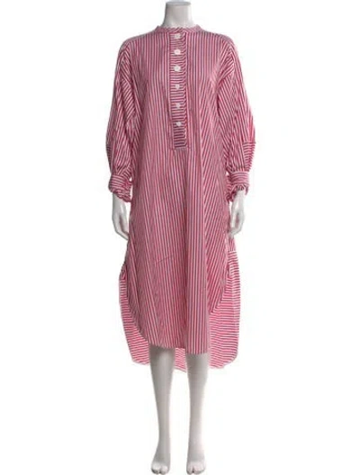 Pre-owned Lee Mathews Striped Long Dress In Multi