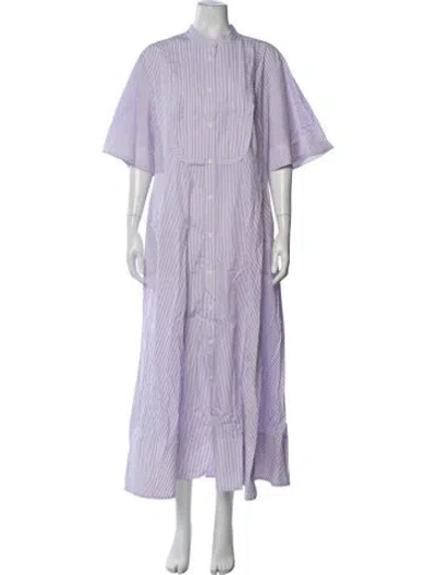 Pre-owned Lee Mathews Striped Long Dress W/ Tags In Purple