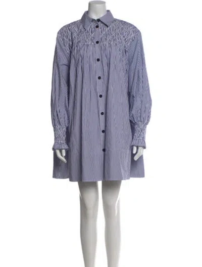 Pre-owned Lee Mathews Striped Mini Dress In Blue