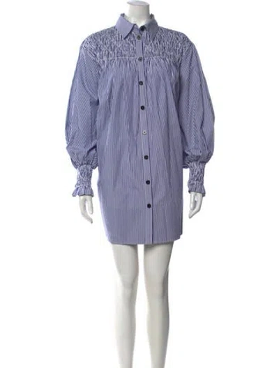 Pre-owned Lee Mathews Striped Mini Dress In Blue