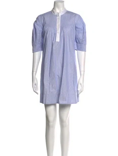 Pre-owned Lee Mathews Striped Mini Dress In Blue