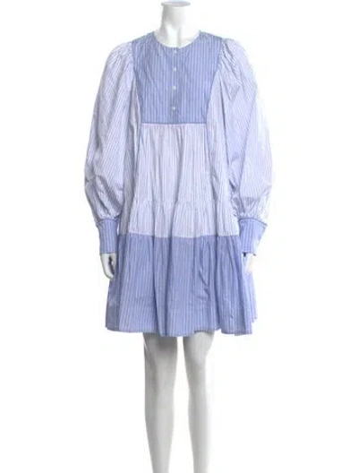 Pre-owned Lee Mathews Striped Mini Dress In Blue/white