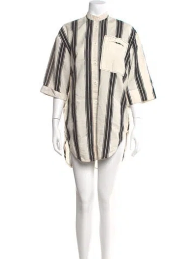 Pre-owned Lee Mathews Striped Mini Dress In Neutral