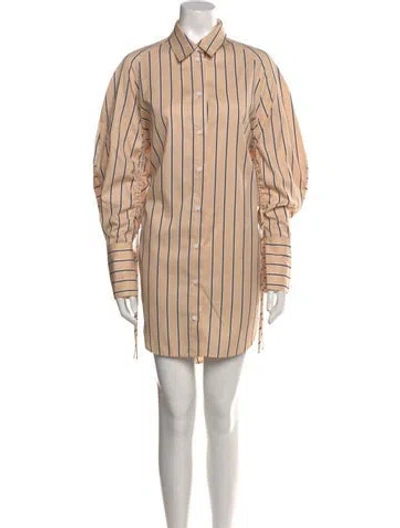 Pre-owned Lee Mathews Striped Mini Dress In Neutral