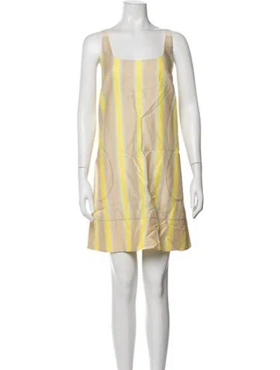 Pre-owned Lee Mathews Striped Mini Dress In Yellow