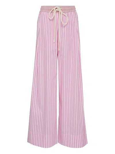 Lee Mathews Striped Palazzo Trousers In Pink