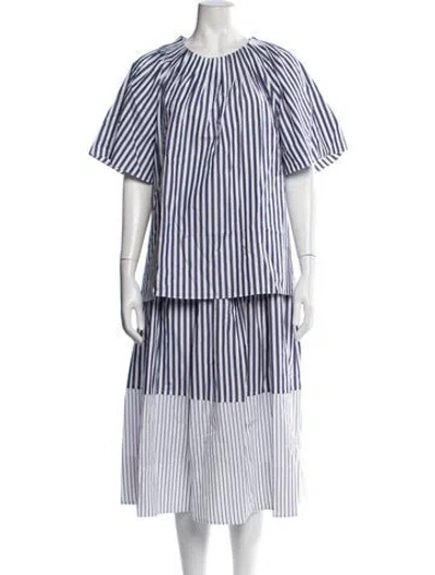 Pre-owned Lee Mathews Striped Skirt Set W/ Tags In White