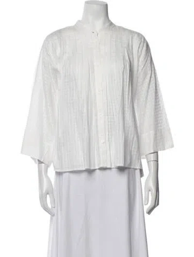 Pre-owned Lee Mathews Striped Three-quarter Sleeve Top In White