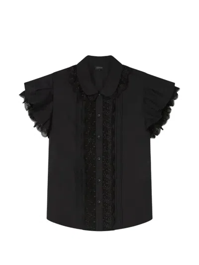 Lee Mathews Tari Ruffled Lace Shirt In Black