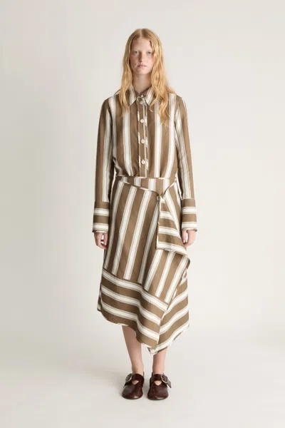 Lee Mathews Tennant Drape Skirt In Khaki