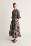 Lee Mathews Teresa Checked-pattern Midi Skirt In Pink