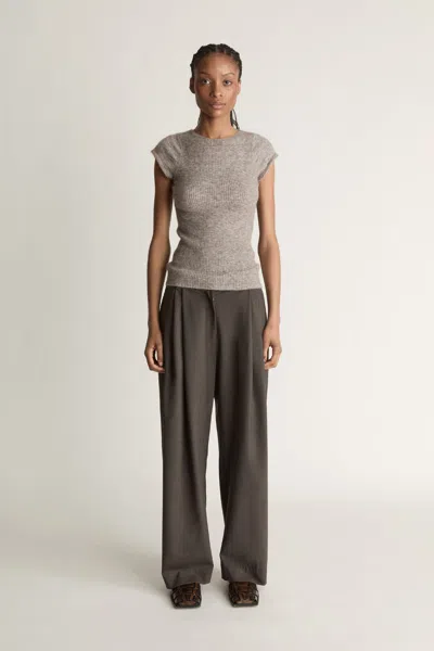 Lee Mathews Thea Knit Ss Top In Gray