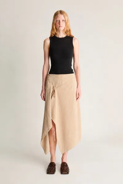 Lee Mathews Unity Silk Drape Skirt In Sand