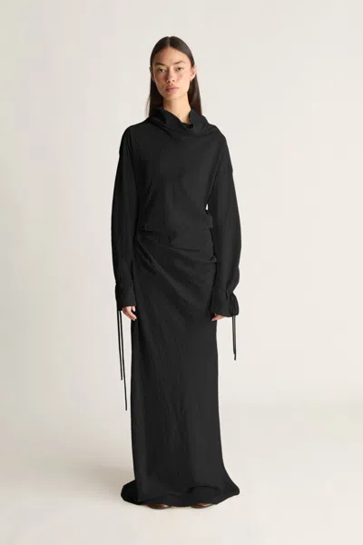 Lee Mathews Unity Silk Ls Dress In Black