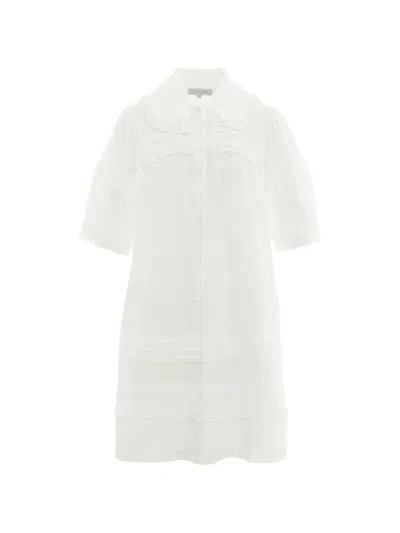 Lee Mathews Victoria Ruffled Pintuck-detail Mini Dress In White