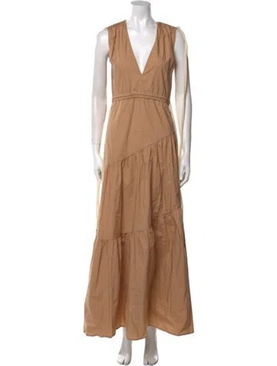 Pre-owned Lee Mathews V-neck Long Dress W/ Tags In Neutral