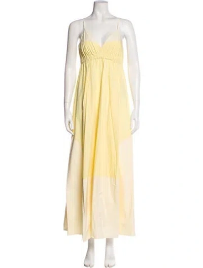 Pre-owned Lee Mathews V-neck Long Dress W/ Tags In White