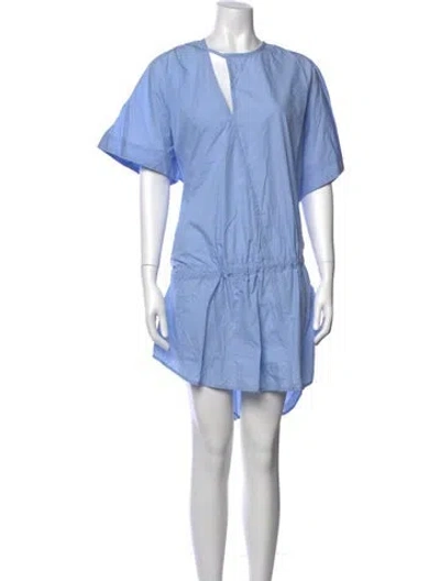 Pre-owned Lee Mathews V-neck Mini Dress In Blue