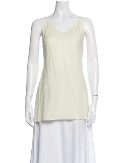 Pre-owned Lee Mathews V-neck Sleeveless Top In Yellow