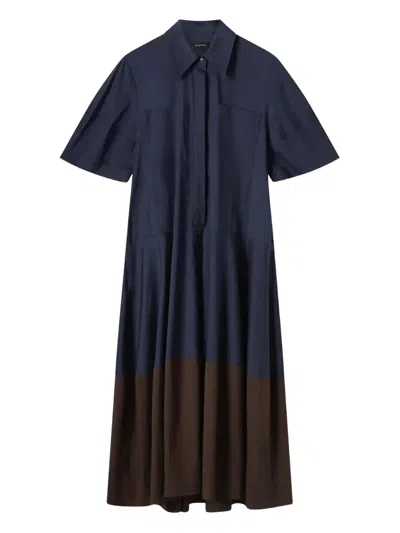 Lee Mathews Wendy Colour-block Shirtdress In Blue
