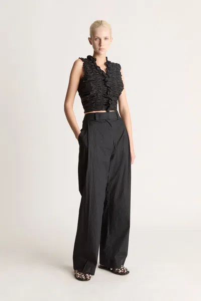Lee Mathews Wendy Ruched Top In Black