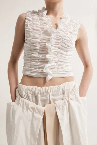 Lee Mathews Wendy Ruched Top In White