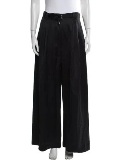 Pre-owned Lee Mathews Wide Leg Pants In Black