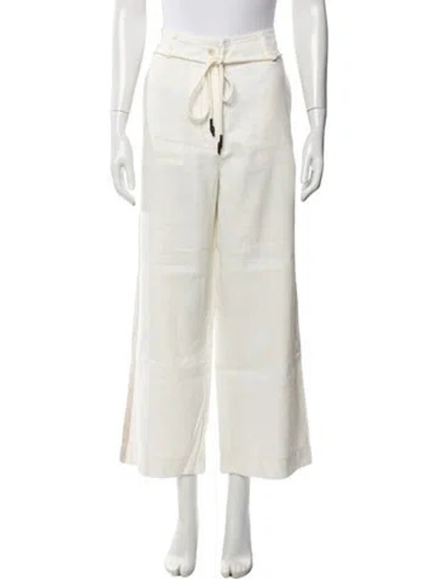 Pre-owned Lee Mathews Wide Leg Pants In White