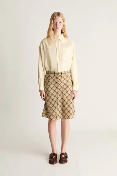 Lee Mathews Zita Wool Skirt In Camel
