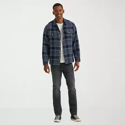 Lee Mens Regular Fit Long Sve Plaid Button-down Overshirt In Blue