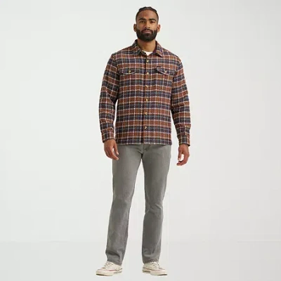 Lee Mens Regular Fit Long Sve Plaid Button-down Overshirt In Red