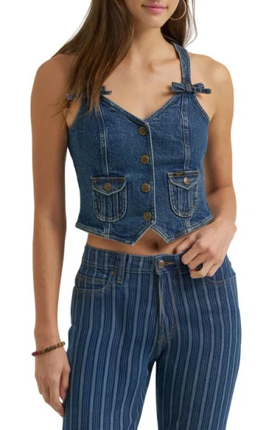 Lee Patch Pocket Denim Vest In Blue