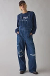 Lee Distressed Relaxed Denim Overalls In Blue