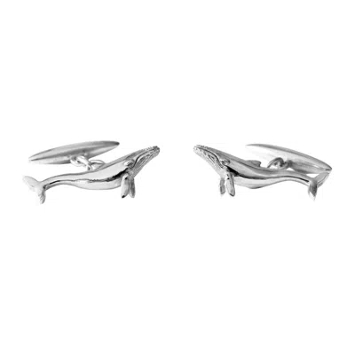 Lee Renee Men's Blue Whale Cufflinks - Silver