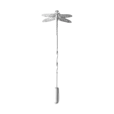 Lee Renee Men's Dragonfly Tie Pin/twist Tie Pin – Silver In Gray