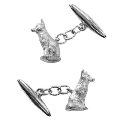 Lee Renee Men's Fox Cufflinks – Sitting - Silver