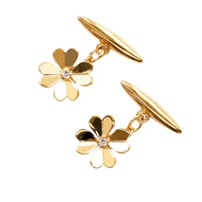 Lee Renee Men's Lucky Clover Diamond Cufflinks– Gold
