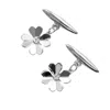 Lee Renee Men's Lucky Clover Diamond Cufflinks– Silver