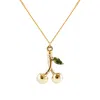 Lee Renee Women's Cherry & Green Tourmaline Leaf Necklace - Gold In Gold