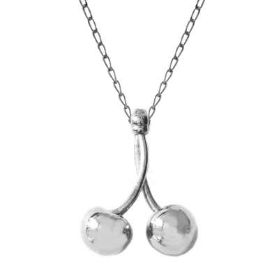 Lee Renee Women's Cherry Necklace – Large - Silver